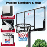 Canasta de Baloncesto Plegable de 2.30-3.05 m de Altura Ajustable sin Escalones con Tablero de PC