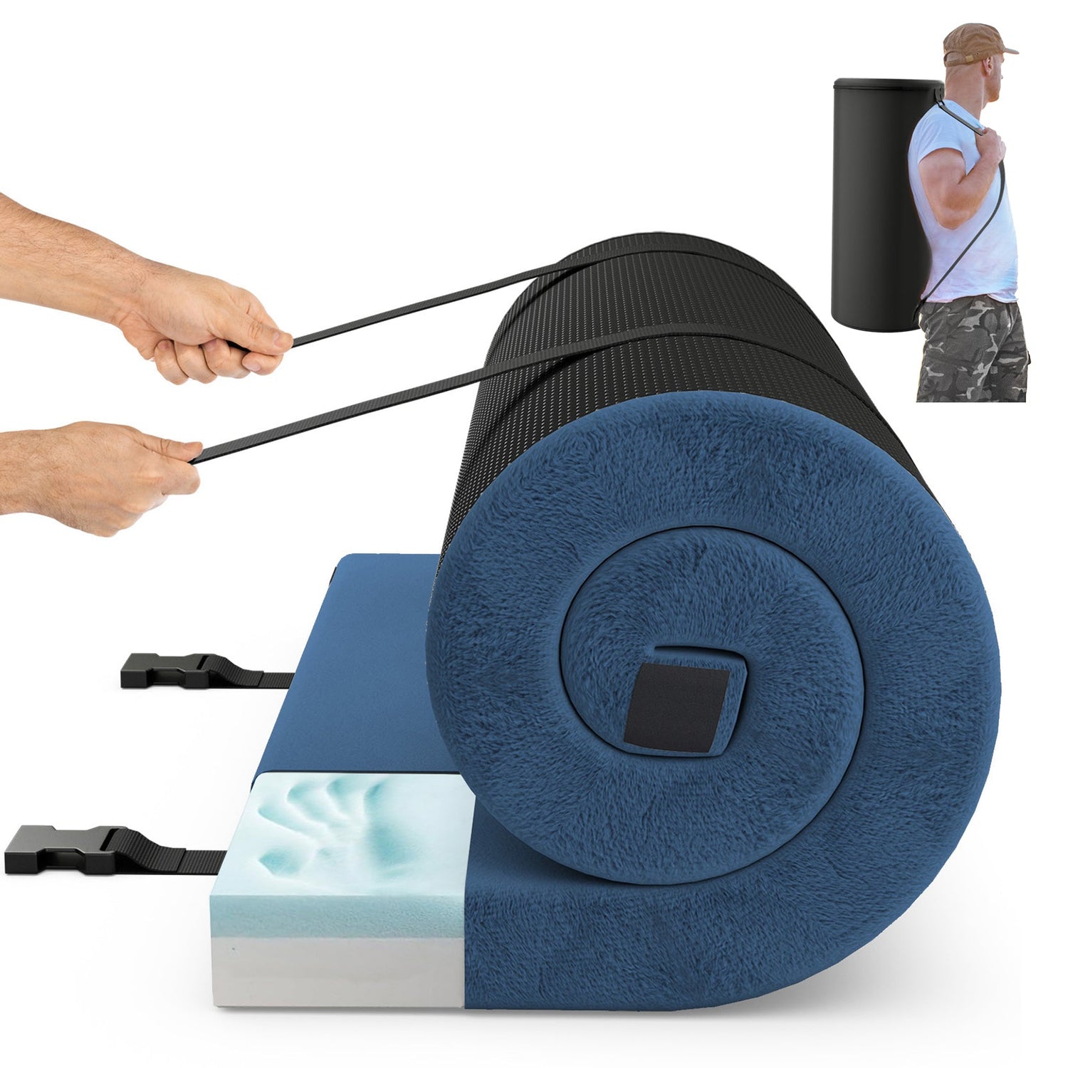 Colchoneta de camping plegable con cojín de espuma de alta densidad y base antideslizante