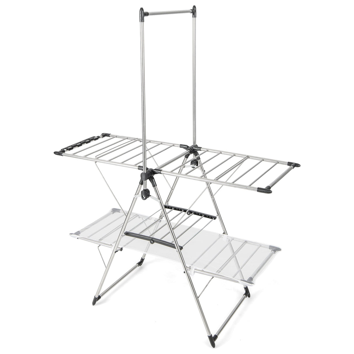 Tendedero plegable grande con barra alta para colgar