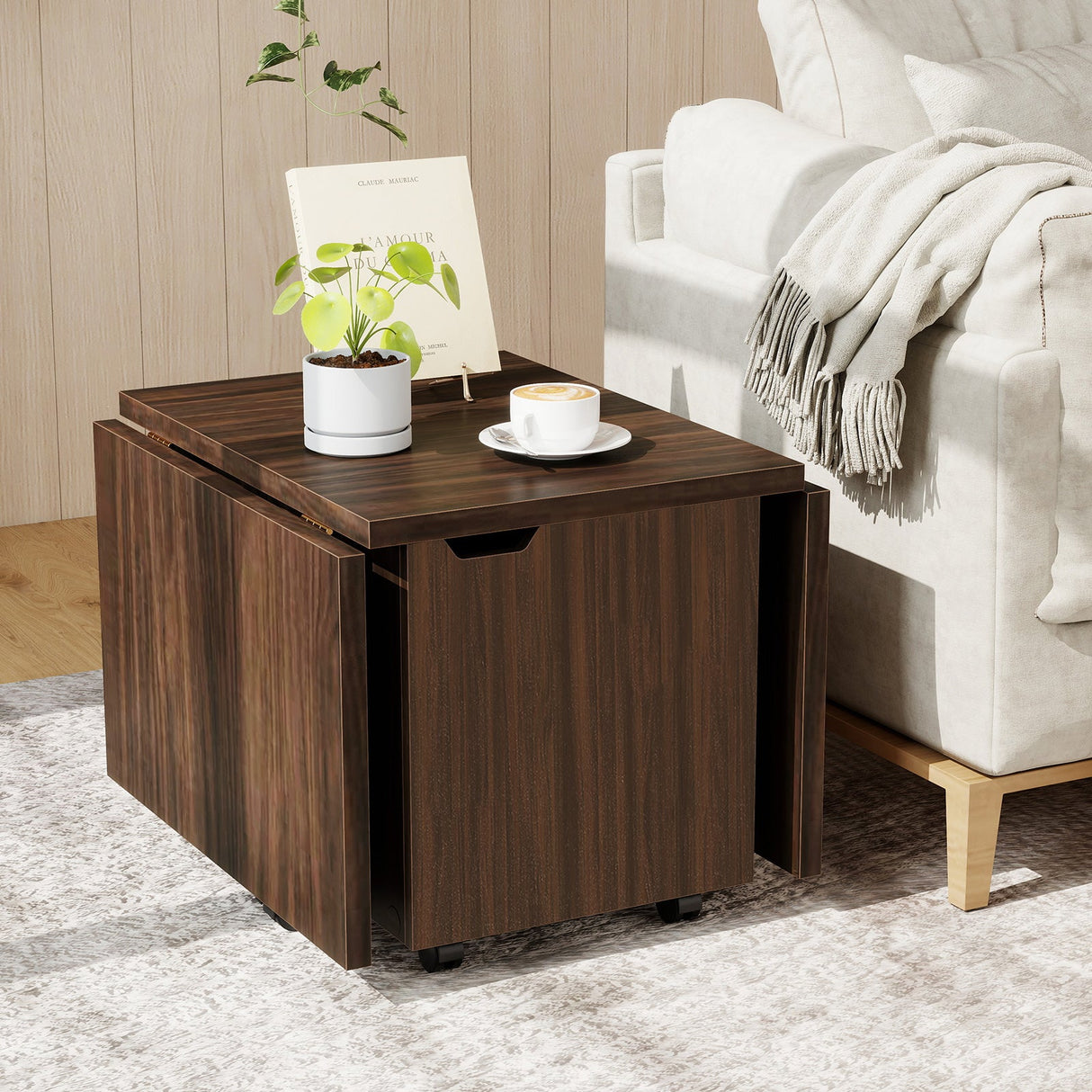 Mesa de centro plegable con armario de almacenamiento Mesa central extensible