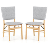 Juego de 2 sillas de comedor plegables sin brazos para cocina con asiento acolchado y respaldo reclinable