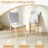 Juego de 2 sillas de comedor plegables sin brazos para cocina con asiento acolchado y respaldo reclinable