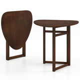 Foldable Dining Table 31.5" Triangular Small Kitchen Table for 2-Walnut