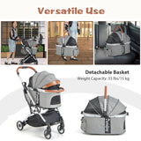 Cochecito plegable para perros y gatos con cubierta impermeable extraíble - Gris oscuro