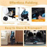 Cochecito doble plegable para mascotas con parasol ajustable y cesta de almacenamiento
