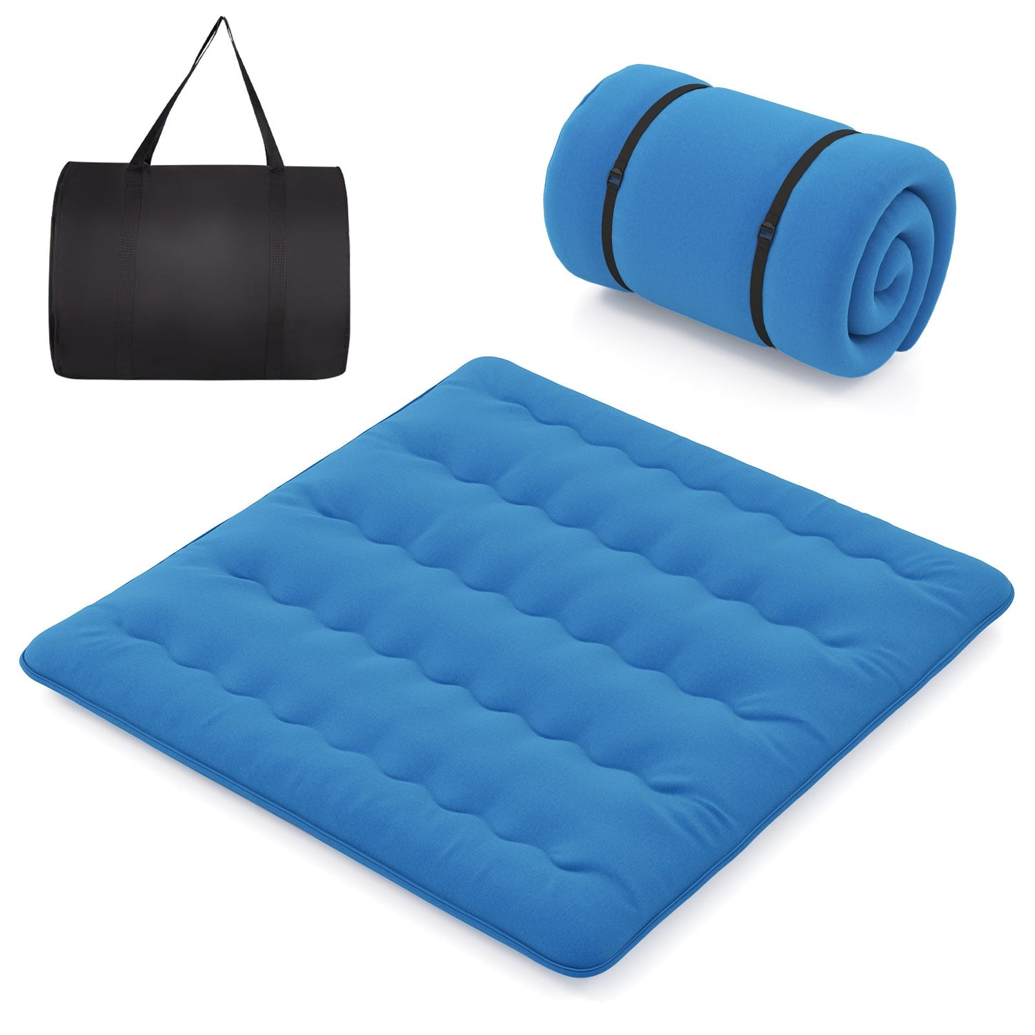 Colchón futón plegable con funda lavable y bolsa de transporte para camping, azul
