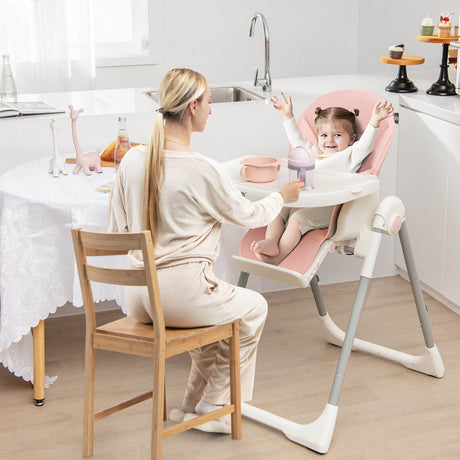 Trona Plegable 4 en 1 para Bebés con 7 Alturas Ajustables y Barra de Juguetes Gratis