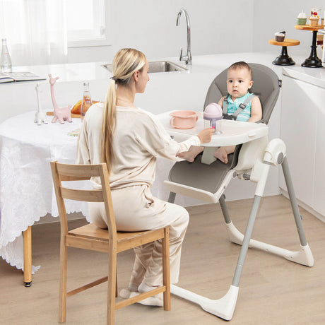 Trona Plegable 4 en 1 para Bebés con 7 Alturas Ajustables y Barra de Juguetes Gratis
