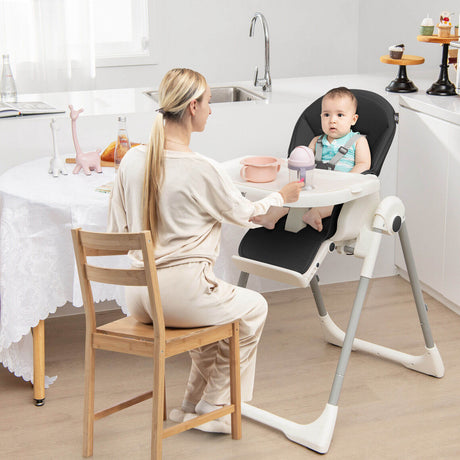 Trona Plegable 4 en 1 para Bebés con 7 Alturas Ajustables y Barra de Juguetes Gratis
