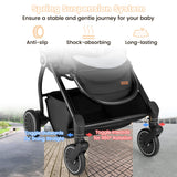 Cochecito de bebé plegable con asiento reversible y respaldo reclinable
