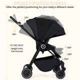 Cochecito de bebé plegable con asiento reversible y respaldo reclinable