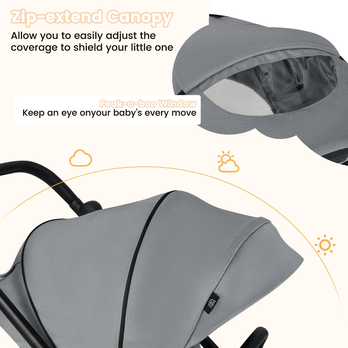 Cochecito de bebé plegable con asiento reversible y respaldo reclinable