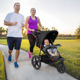 Foldable Jogging Stroller with Detachable Tray and Air-Filled Rubber Tires