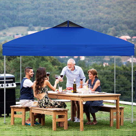 Carpa de lona plegable de 10 x 10 pies para patio exterior con bloqueo central de un solo empuje