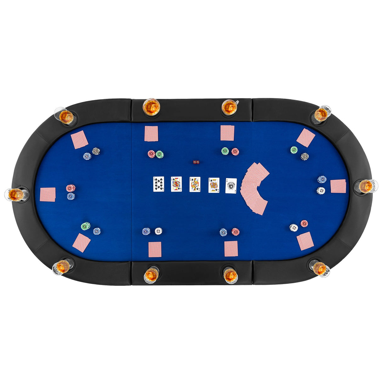 Tablero de mesa de póker plegable acolchado portátil de 84 x 42 pulgadas para 10 jugadores