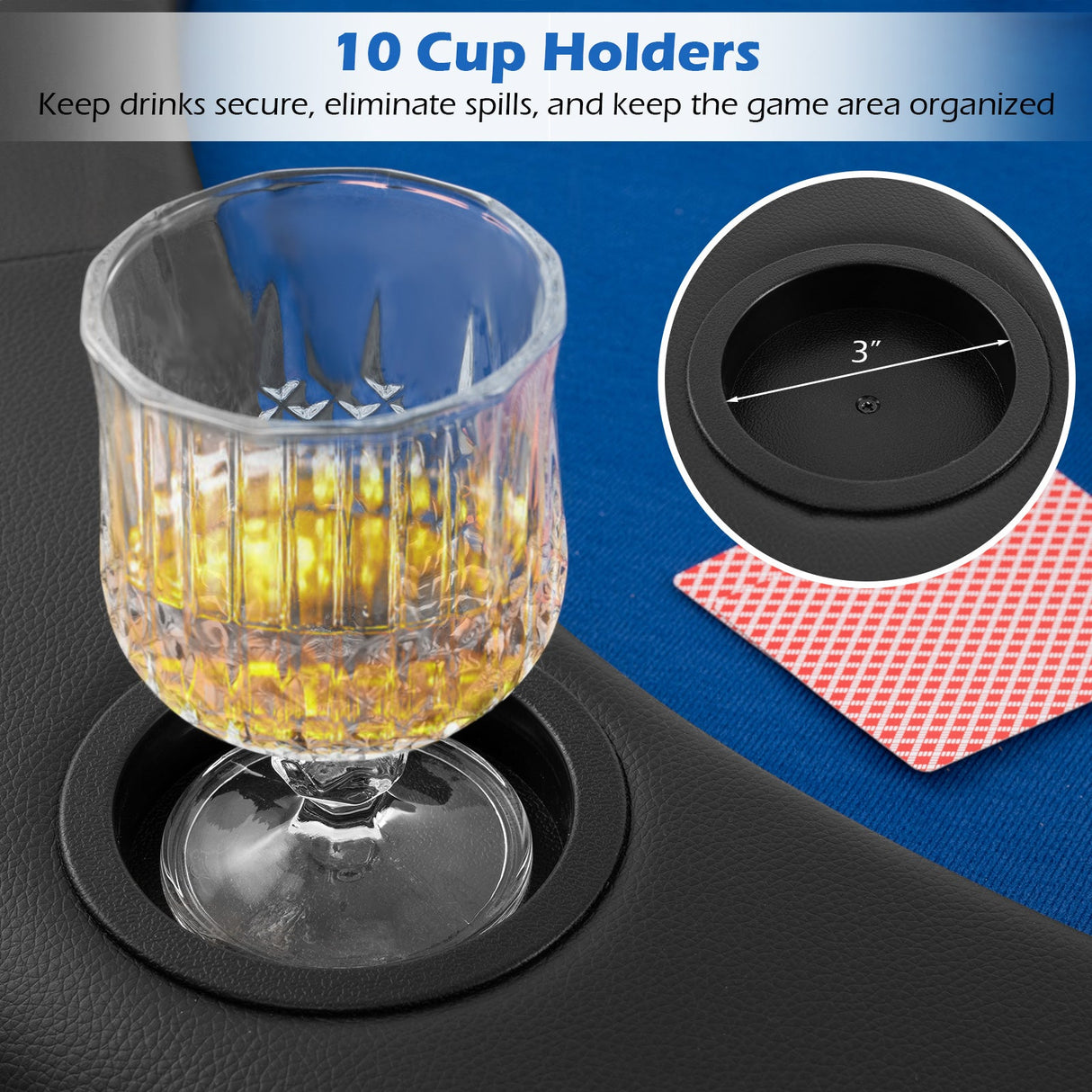 Tablero de mesa de póker plegable acolchado portátil de 84 x 42 pulgadas para 10 jugadores