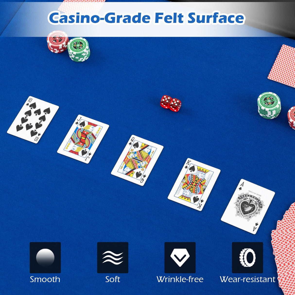 Tablero de mesa de póker plegable acolchado portátil de 84 x 42 pulgadas para 10 jugadores