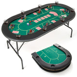 72 x 36 x 30.5 Inch Foldable Poker Table with 8 Cup Holders