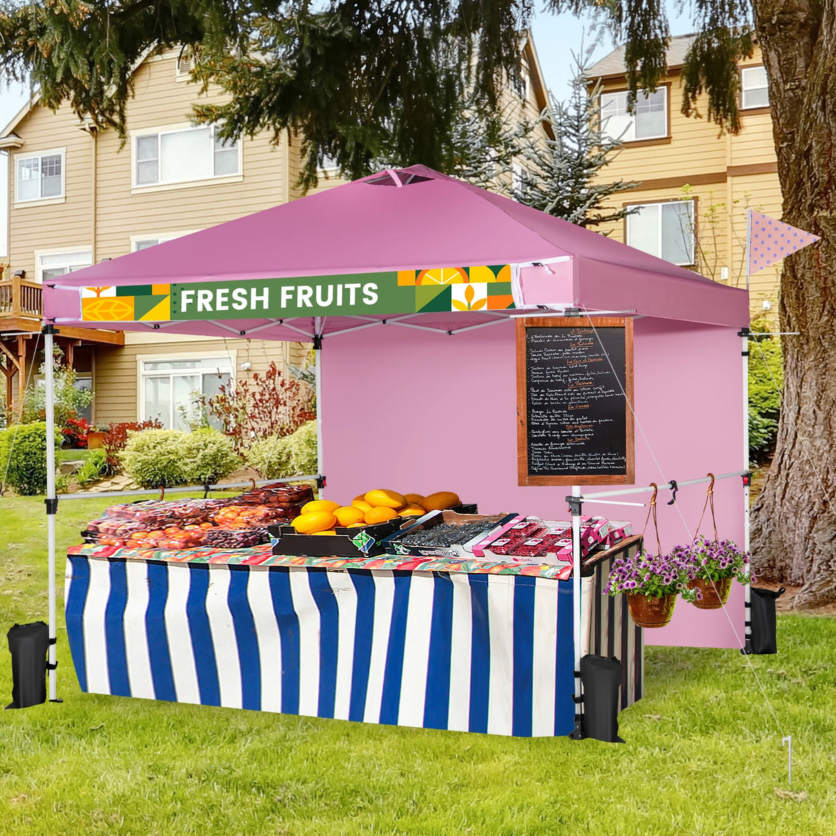 Carpa Comercial Plegable de 10 x 10 pies con Ruedas y Tira para Pancarta