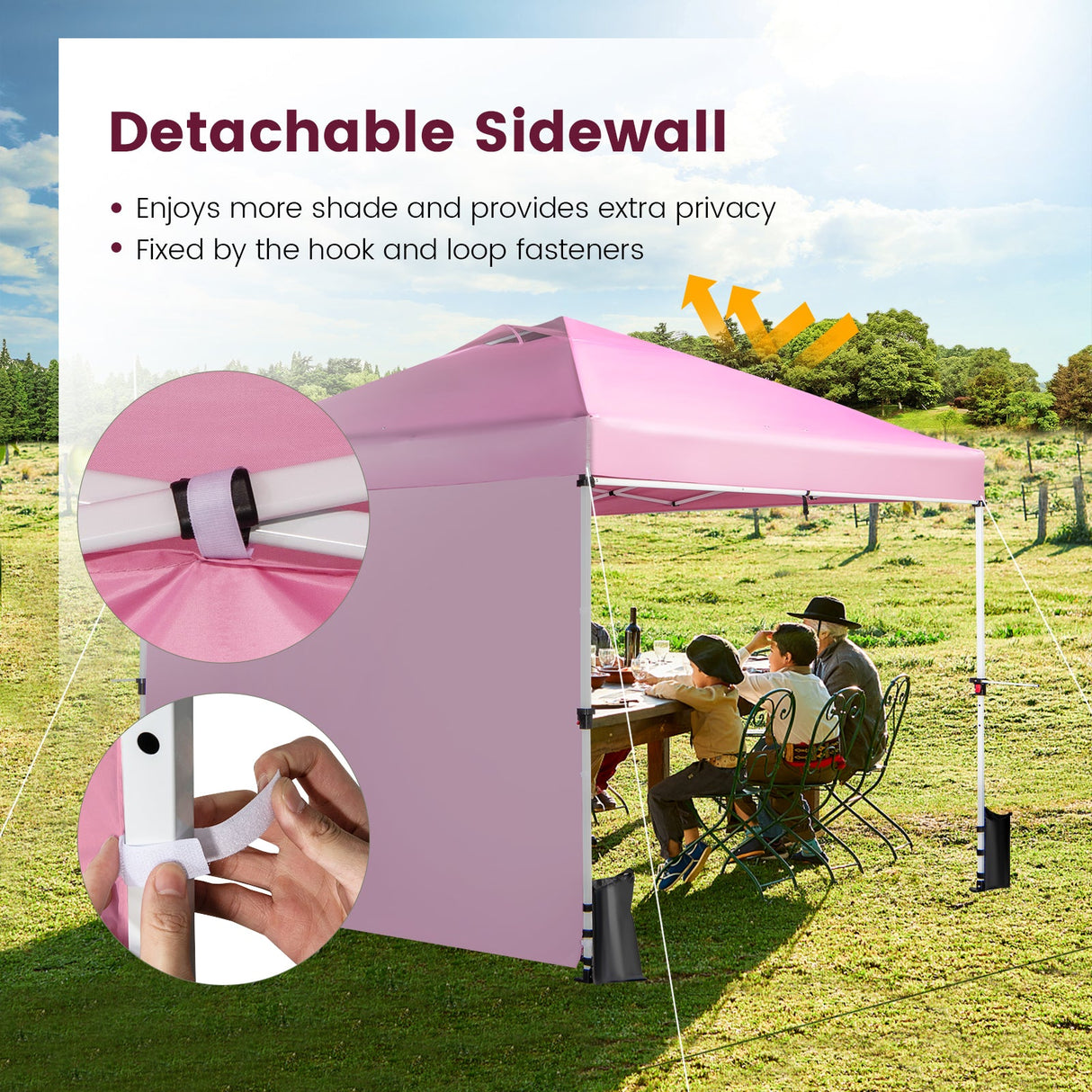 Carpa Comercial Plegable de 10 x 10 pies con Ruedas y Tira para Pancarta