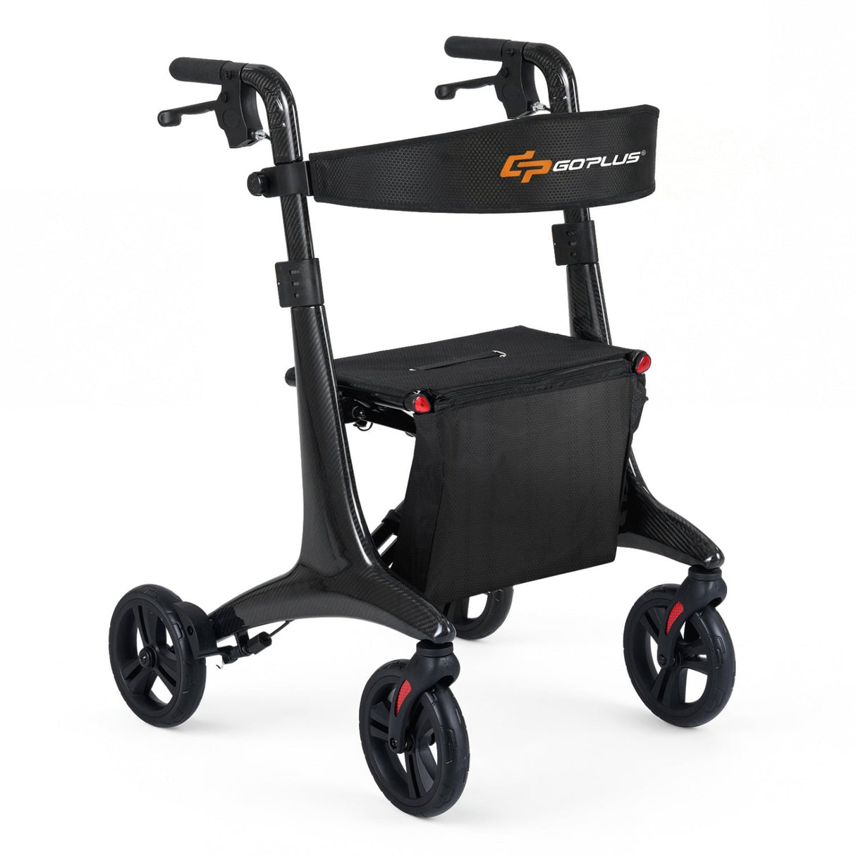 Andador enrollable plegable con asiento para personas mayores-Negro