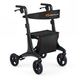 Andador enrollable plegable con asiento para personas mayores-Negro