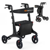 Andador enrollable plegable con asiento para personas mayores-Negro