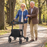 Andador enrollable plegable con asiento para personas mayores-Negro