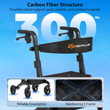 Andador enrollable plegable con asiento para personas mayores-Negro