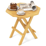 Mesa de centro octogonal de madera de teca con patas en forma de X y tablero de listones