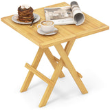 Mesa auxiliar plegable para patio con patas en forma de X y tablero de listones
