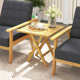 Mesa auxiliar plegable para patio con patas en forma de X y tablero de listones