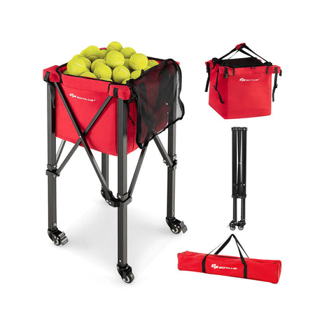 Carro ligero y plegable para pelotas de tenis con ruedas y bolsa extraíble