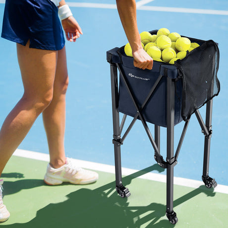 Carro ligero y plegable para pelotas de tenis con ruedas y bolsa extraíble