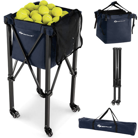 Carro ligero y plegable para pelotas de tenis con ruedas y bolsa extraíble