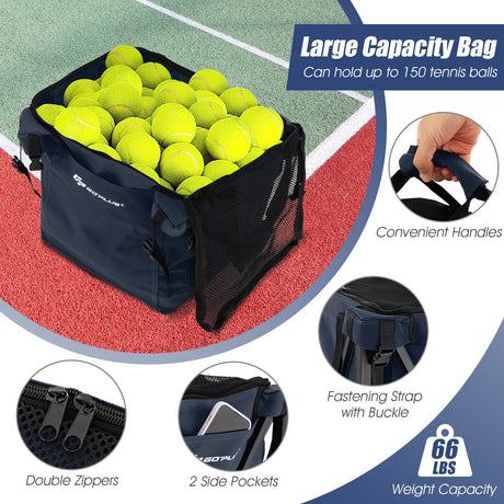 Carro ligero y plegable para pelotas de tenis con ruedas y bolsa extraíble