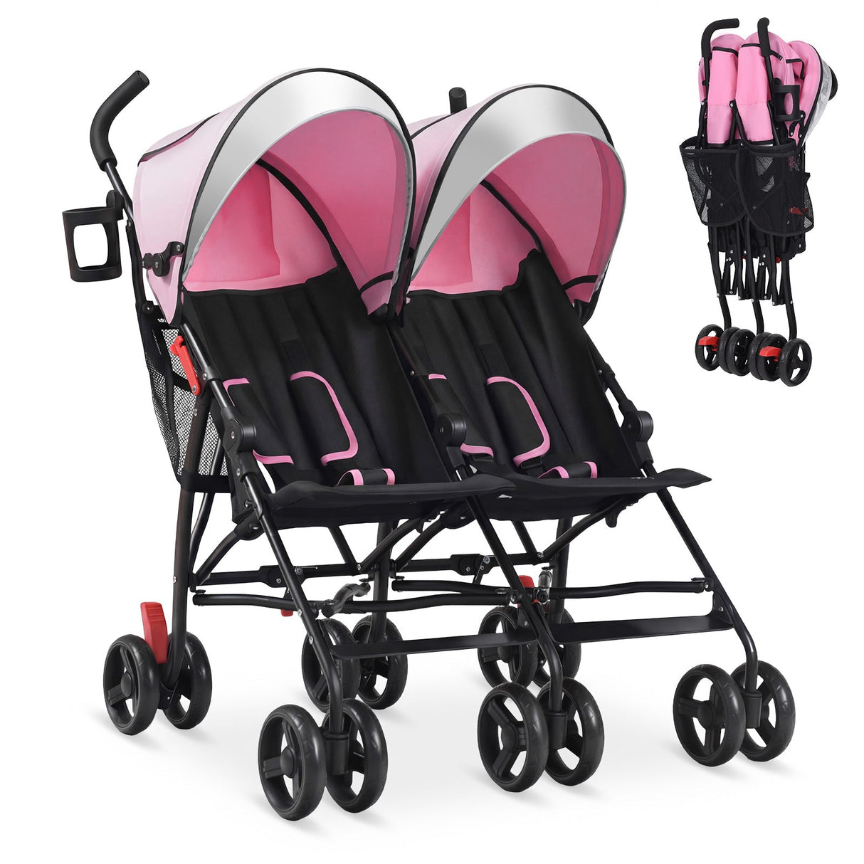 Cochecito doble plegable para gemelos, ultraligero, tipo paraguas, para niños