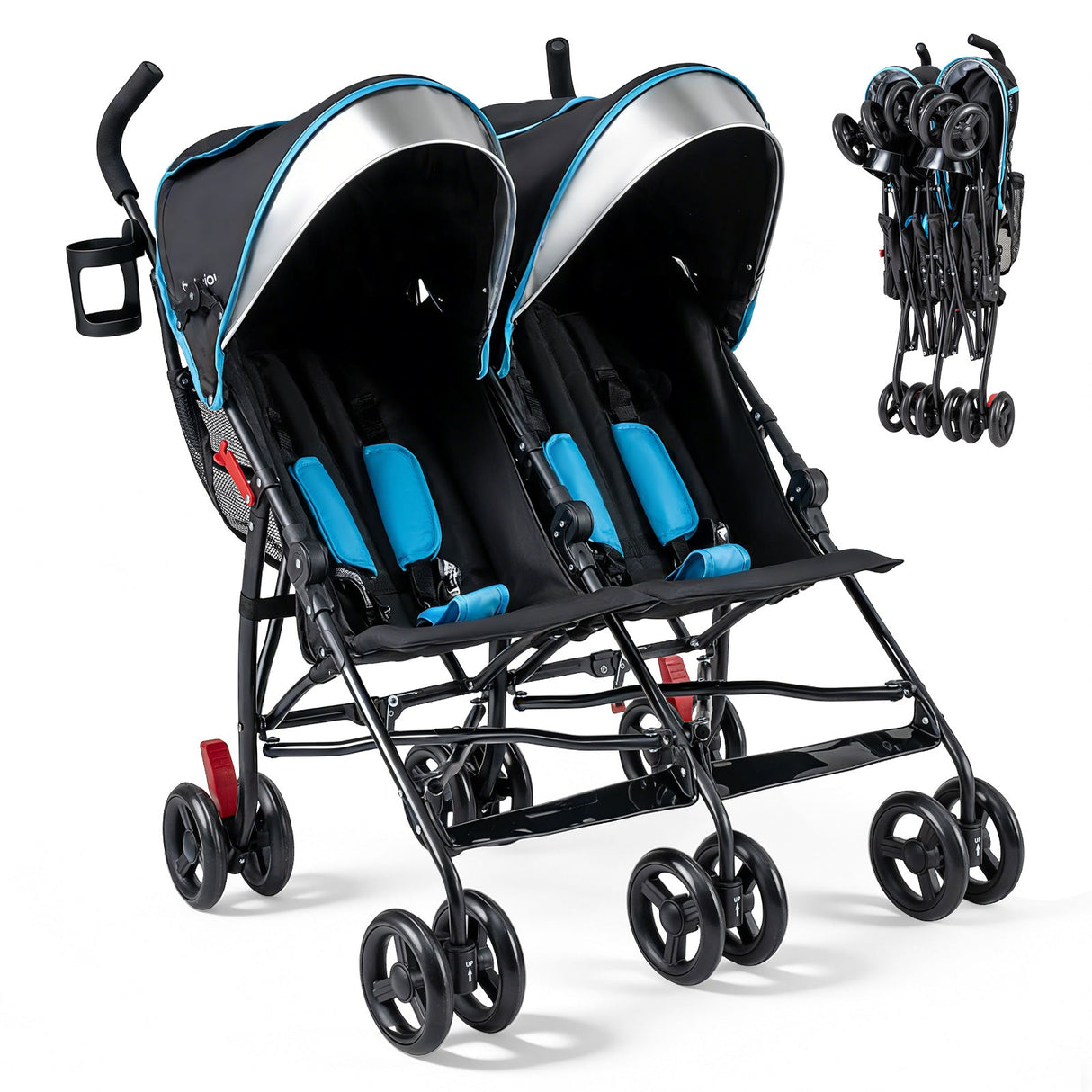 Cochecito doble plegable para gemelos, ultraligero, tipo paraguas, para niños