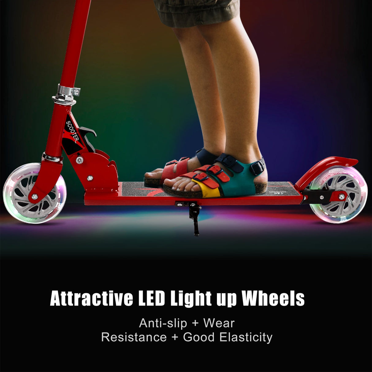 Patinete plegable de aluminio para niños con luces LED