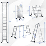 Escalera plegable de aluminio 7 en 1 con pedal antideslizante