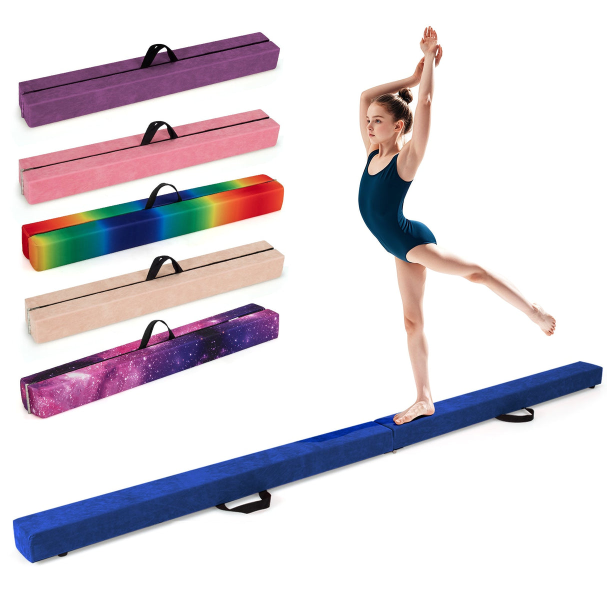 Viga de equilibrio plegable con base de madera maciza y parte inferior antideslizante