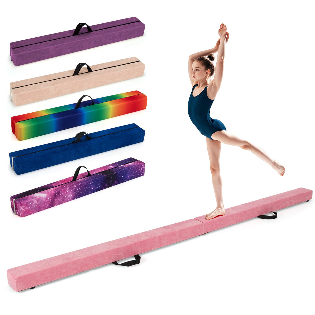 Viga de equilibrio plegable con base de madera maciza y parte inferior antideslizante