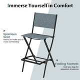 Folding Bar Stools Set of 2 Backrest Humanized Footrest