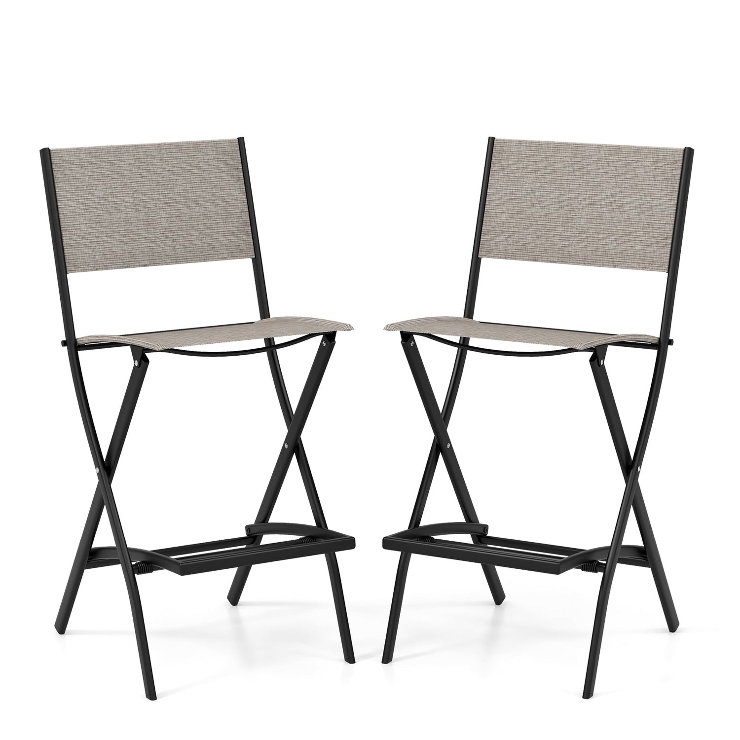 Folding Bar Stools Set of 2 Backrest Humanized Footrest