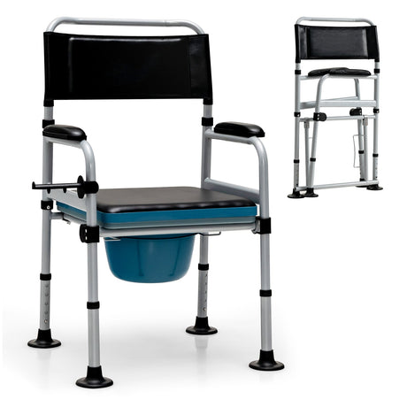 Silla Cómoda Plegable 4 en 1 para Cabecera con Cubo Desmontable y Toallero