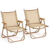 Juego de 2 sillas de camping plegables ligeras para la playa - Beige