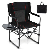 Silla plegable de camping con mesa lateral y portavasos con bolsa de transporte