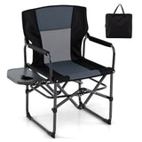 Silla plegable de camping con mesa lateral y portavasos con bolsa de transporte