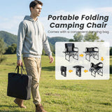 Silla plegable de camping con mesa lateral y portavasos con bolsa de transporte