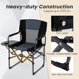 Silla plegable de camping con mesa lateral y portavasos con bolsa de transporte